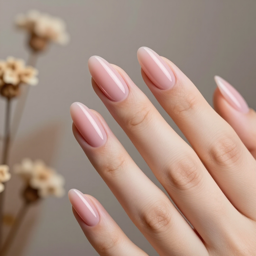 Dusty Rose Almond Velvet Nails with Minimalist Gold Foil Accents - pink almond classy velvet nails