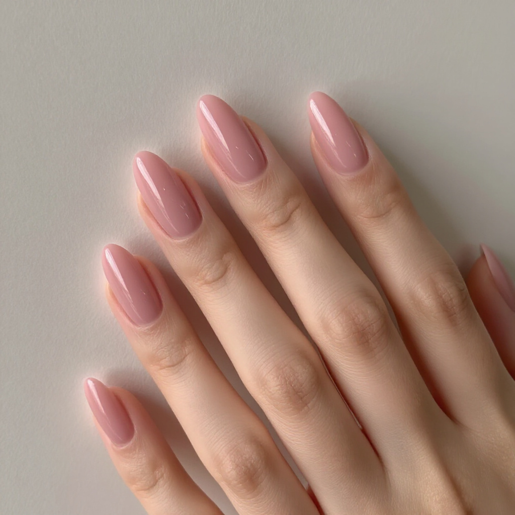 Muted Mauve Almond Velvet Nails with a Subtle Matte Gradient - pink almond classy velvet nails