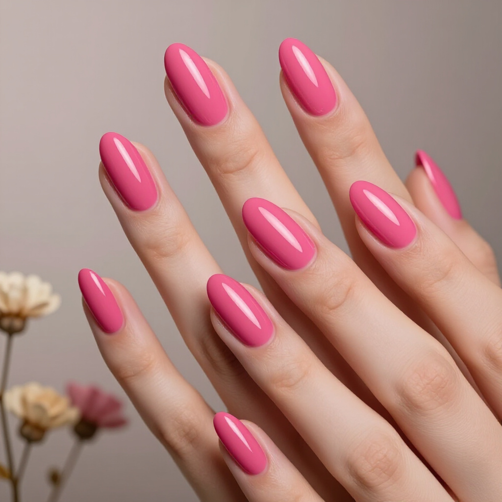 Faded Rose Almond Velvet Nails with Tiny Silver Studs - pink almond classy velvet nails