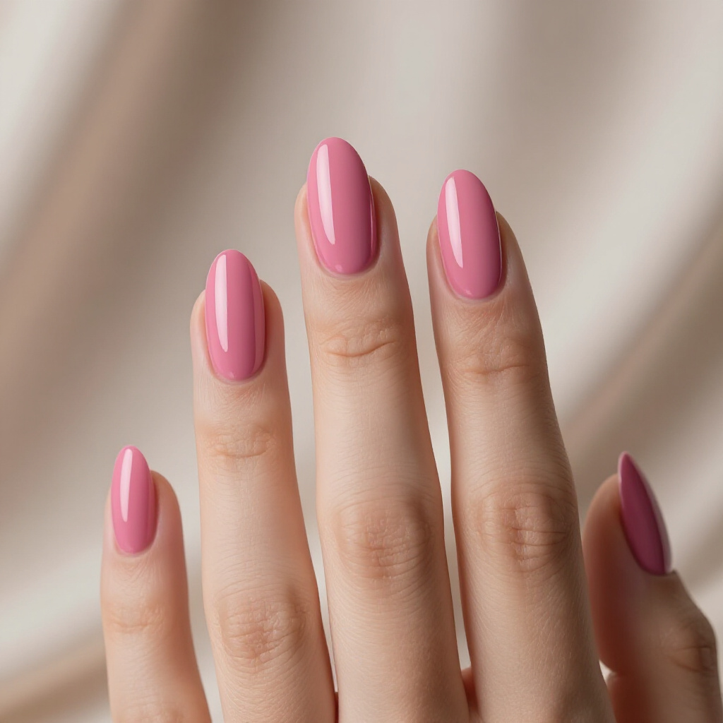 Pastel Pink Almond Velvet Nails with a Minimalist White Swirl - pink almond classy velvet nails