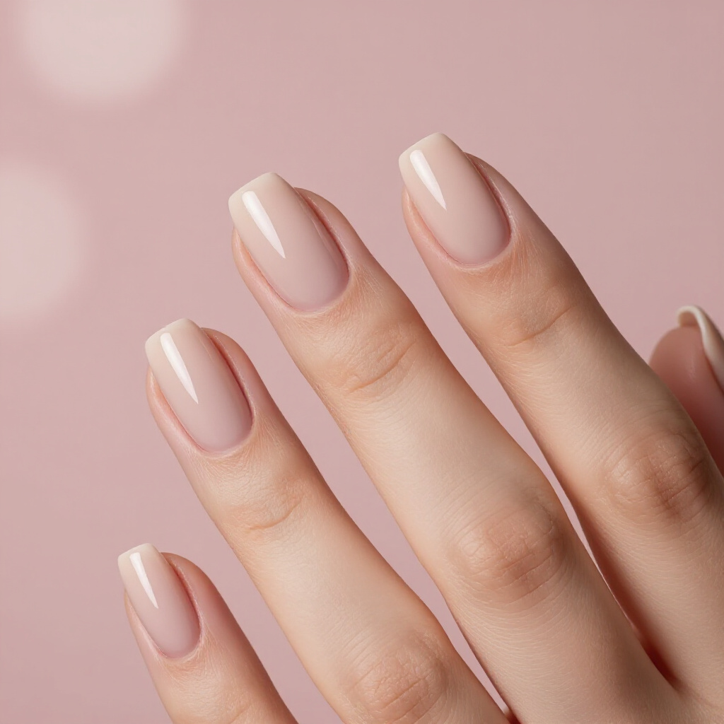Creamy Beige Velvet on Short Natural Shape - nude short simple velvet nails Creamy Beige Velvet on Short Natural Shape - nude short simple velvet nails