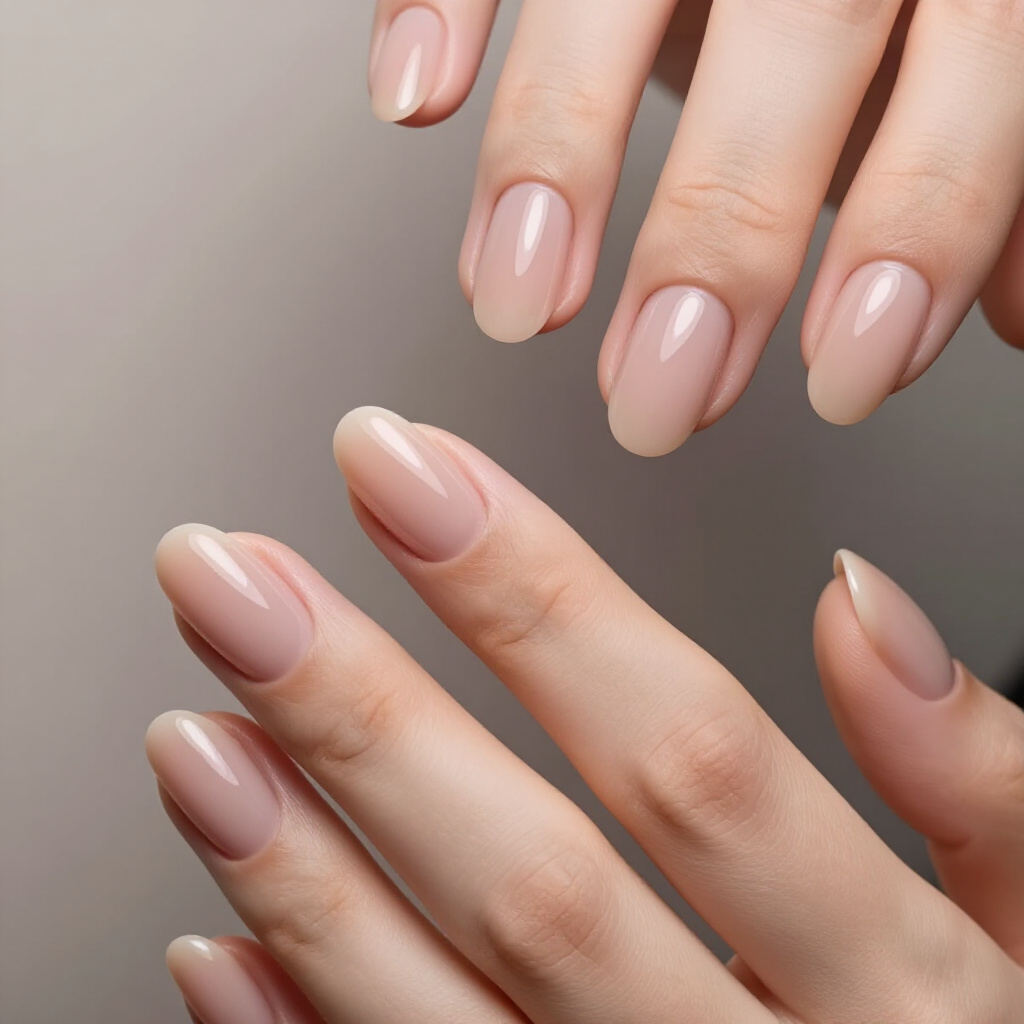 Muted Mauve Nude Velvet on Short Oval Nails - nude short simple velvet nails Muted Mauve Nude Velvet on Short Oval Nails - nude short simple velvet nails