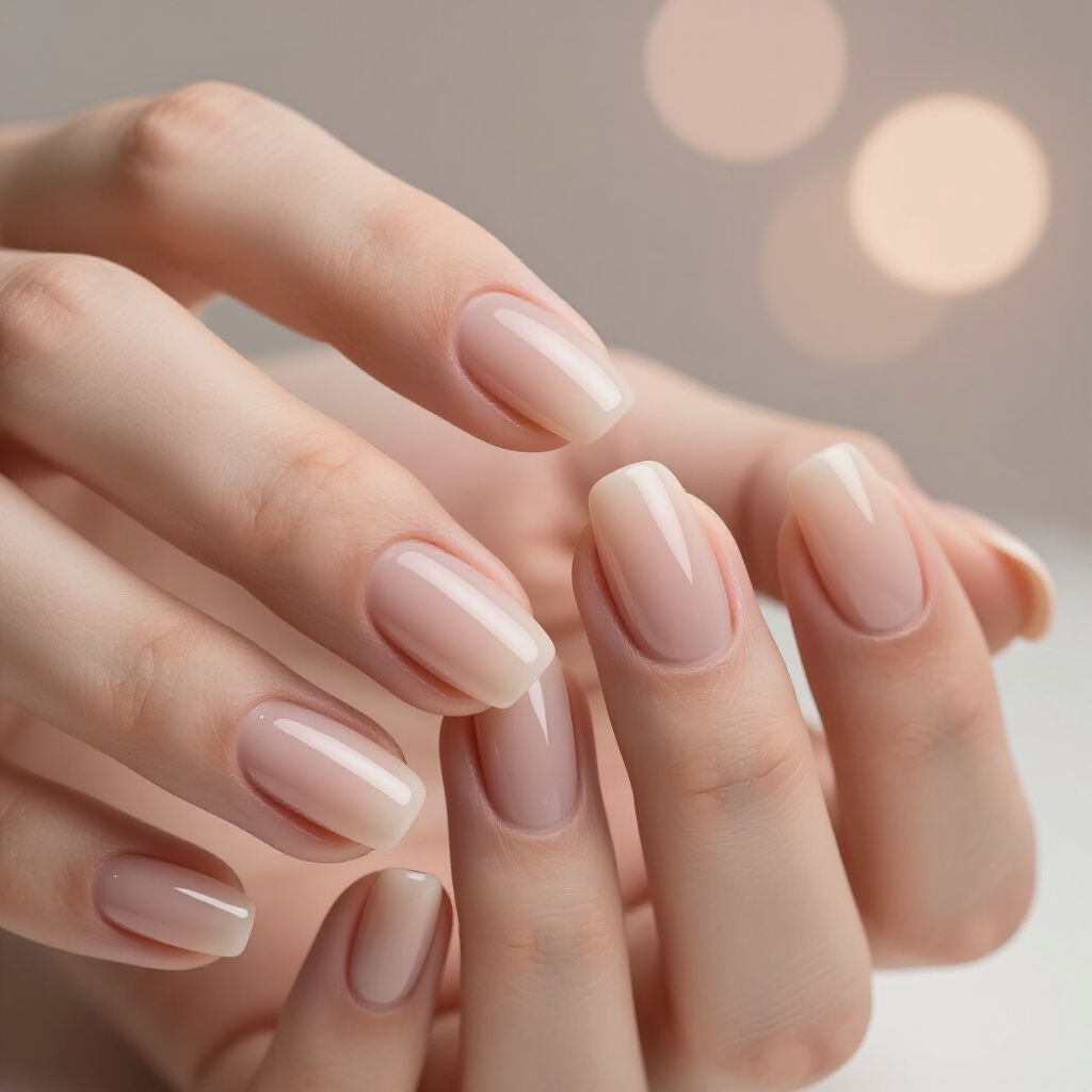 Champagne Nude Velvet with a Subtle Sparkle - nude short simple velvet nails Champagne Nude Velvet with a Subtle Sparkle - nude short simple velvet nails