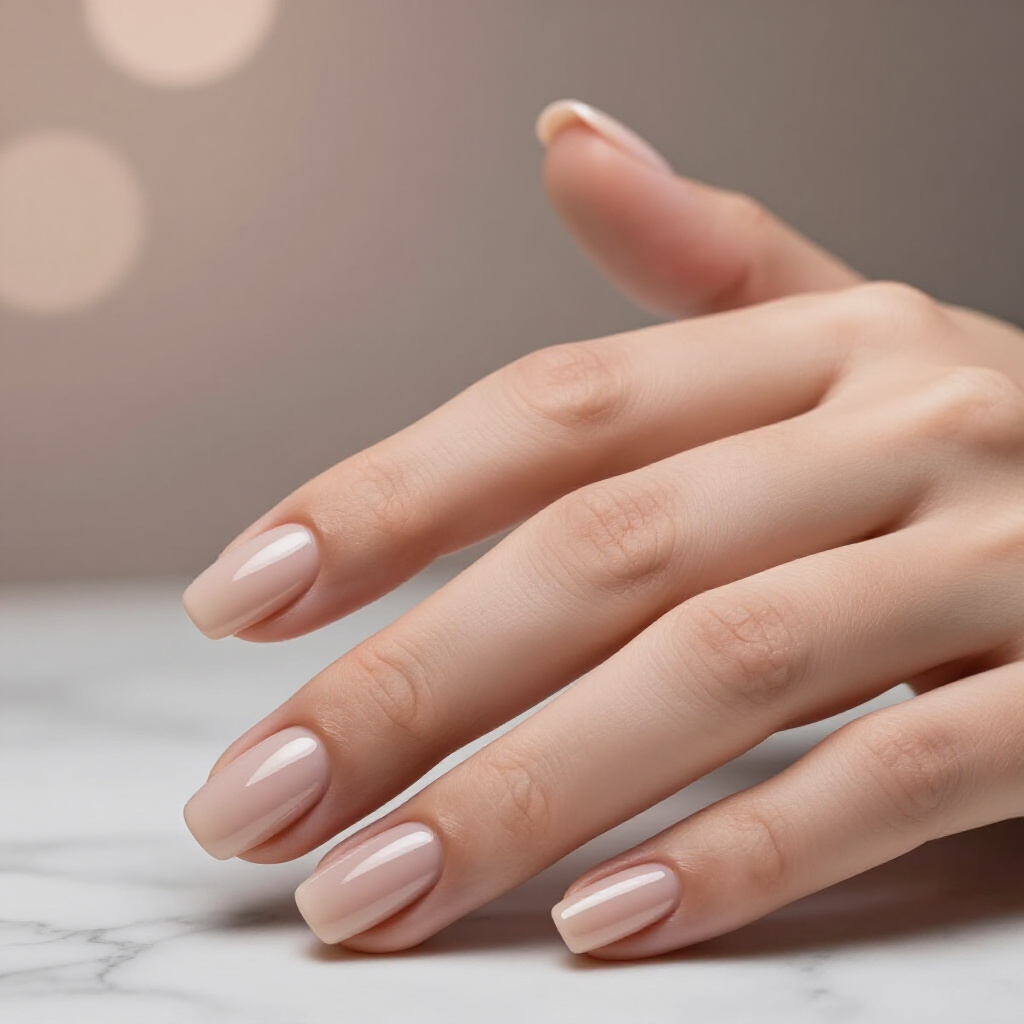 Creamy Pink Nude Velvet on Short Coffin Tips - nude short simple velvet nails Creamy Pink Nude Velvet on Short Coffin Tips - nude short simple velvet nails