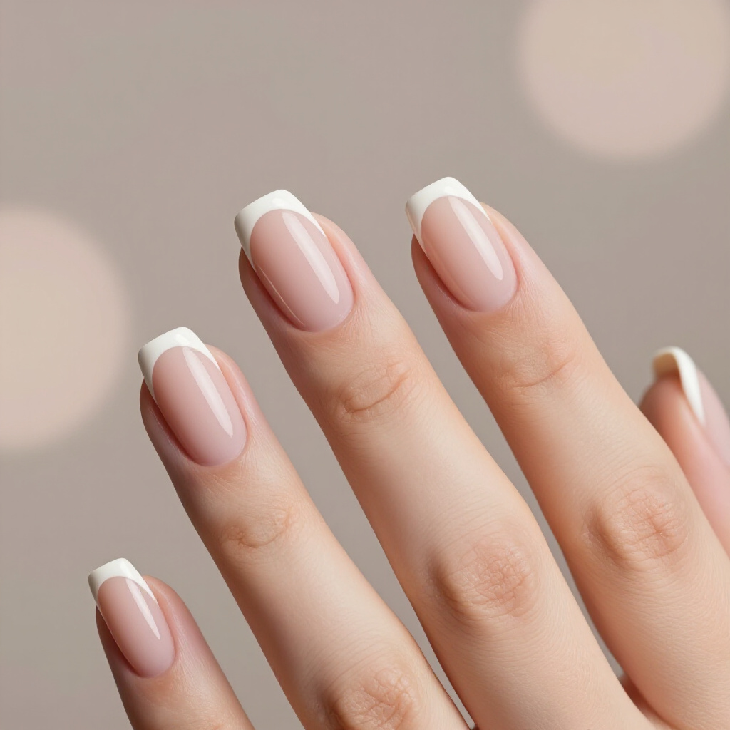 Baby Pink & White Short French Tips: Soft & Feminine Charm - short french tip nails Baby Pink & White Short French Tips: Soft & Feminine Charm - short french tip nails