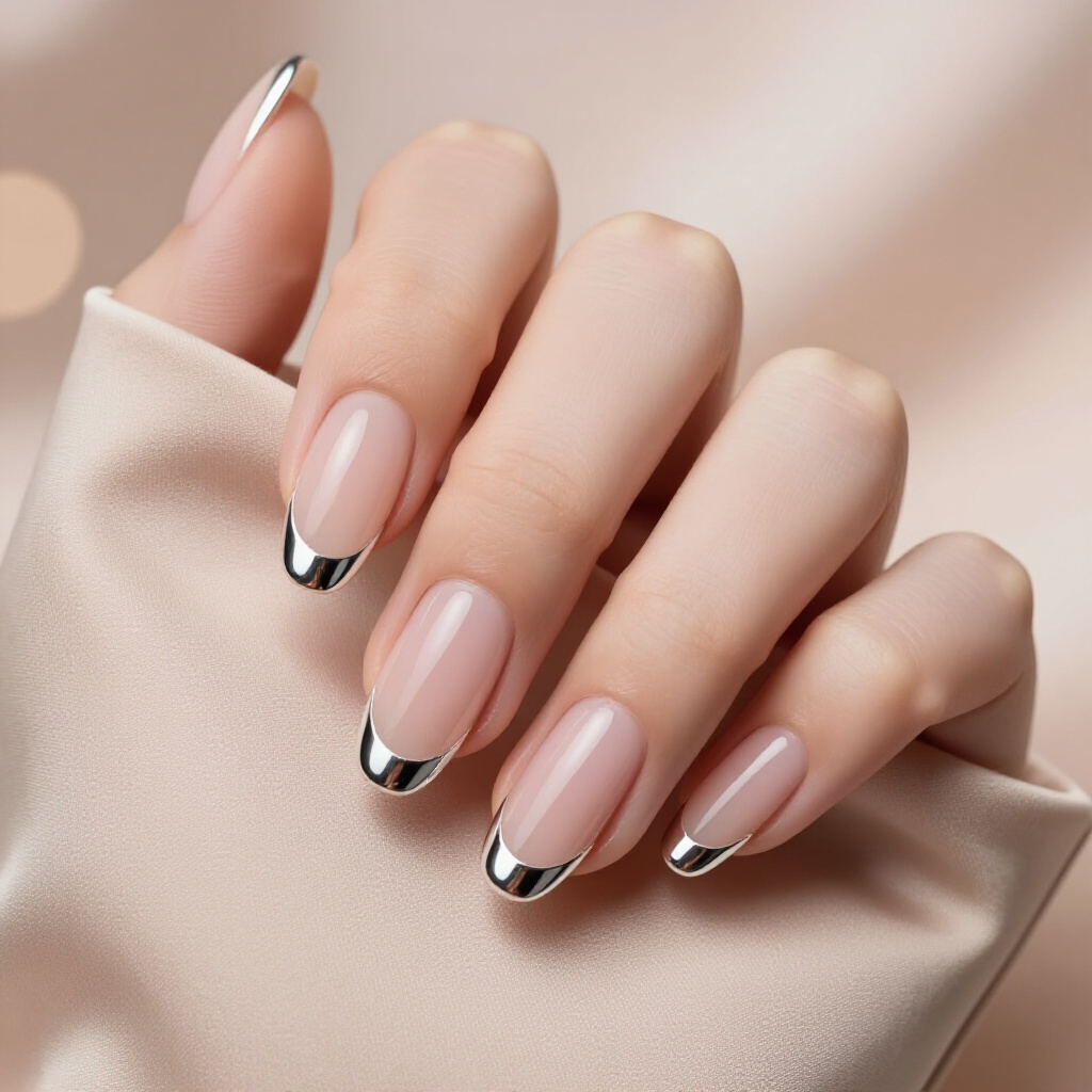 Black & White French Tips on Short Round Nails: Bold Contrast - short french tip nails Black & White French Tips on Short Round Nails: Bold Contrast - short french tip nails