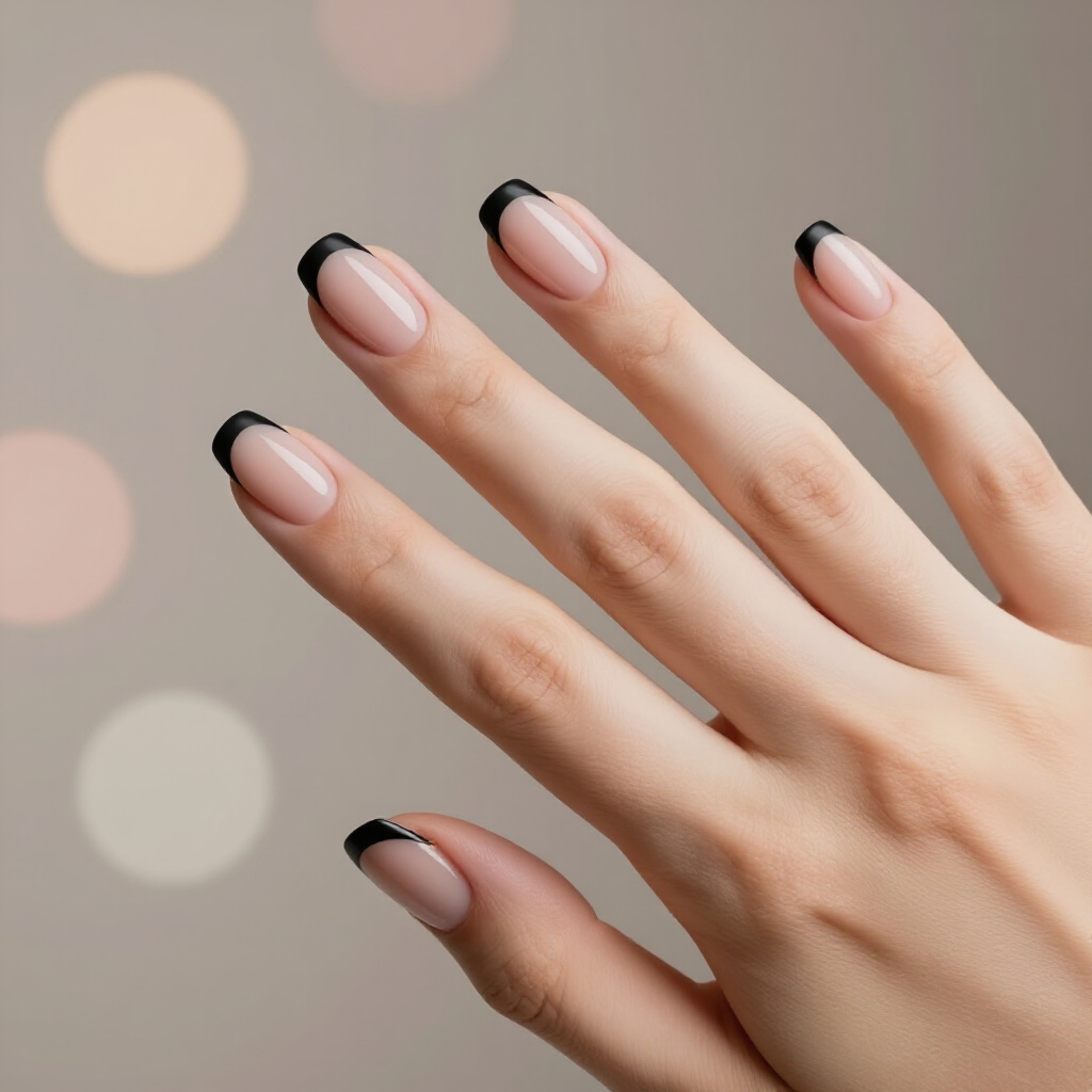 Reverse French Tips with a Deep Burgundy Hue: Bold Color Contrast - short french tip nails Reverse French Tips with a Deep Burgundy Hue: Bold Color Contrast - short french tip nails