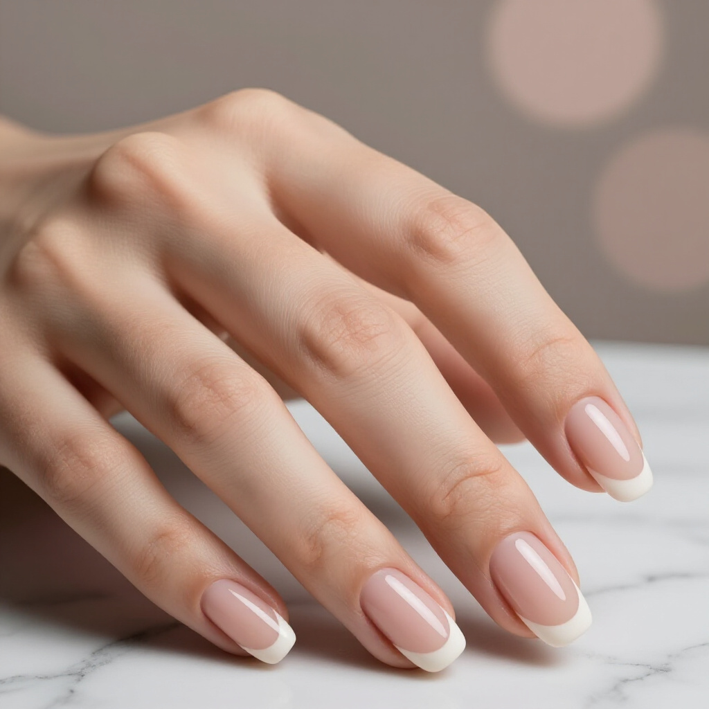 Lavender Tips with a Glossy Finish: Sweet and Chic Short French Manicure - short french tip nails Lavender Tips with a Glossy Finish: Sweet and Chic Short French Manicure - short french tip nails