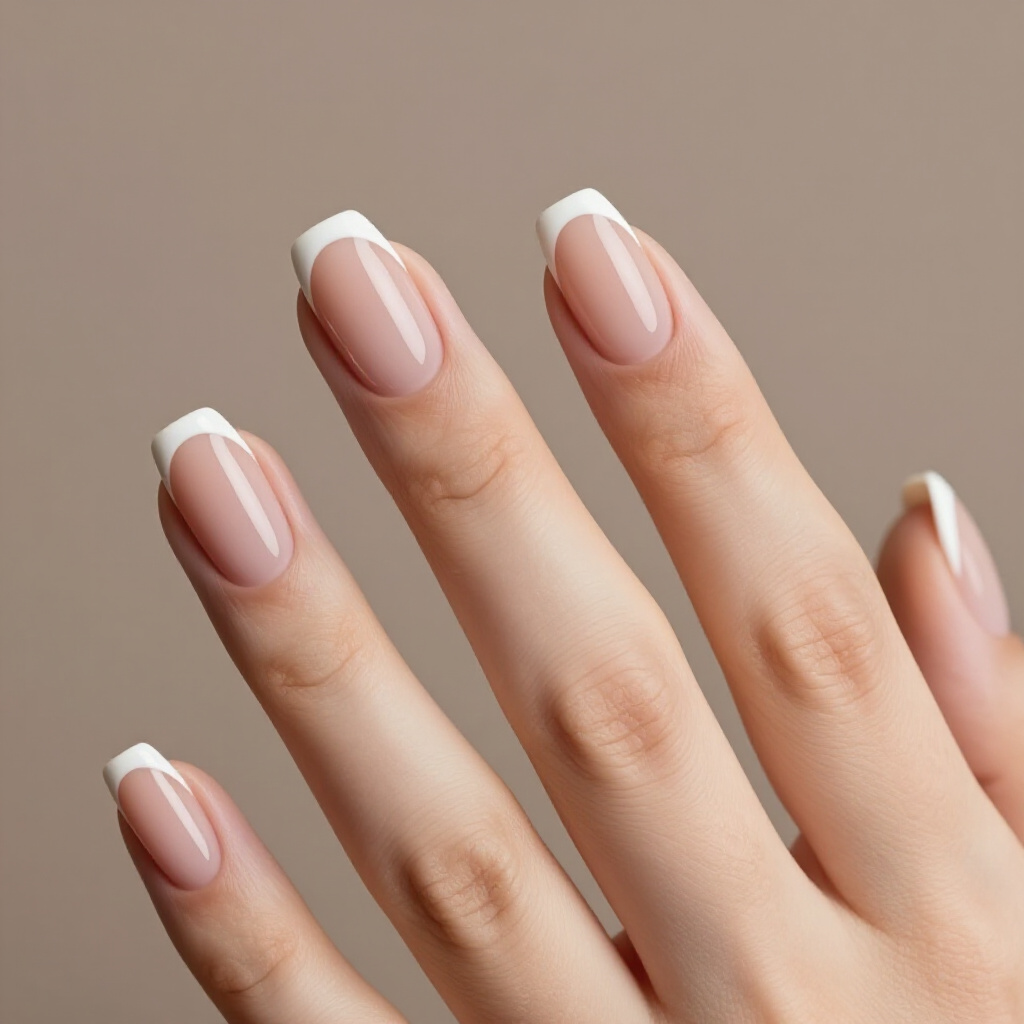 Classic Short French Tip Nails with a Perfectly Rounded Free Edge - short french tip nails Classic Short French Tip Nails with a Perfectly Rounded Free Edge - short french tip nails