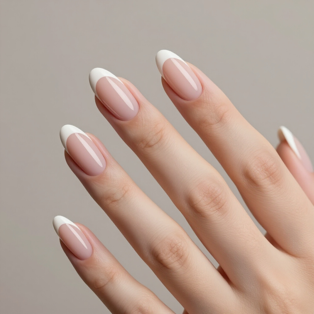 Micro French Tips on Almond Short Nails for Delicate Sophistication - short french tip nails Micro French Tips on Almond Short Nails for Delicate Sophistication - short french tip nails