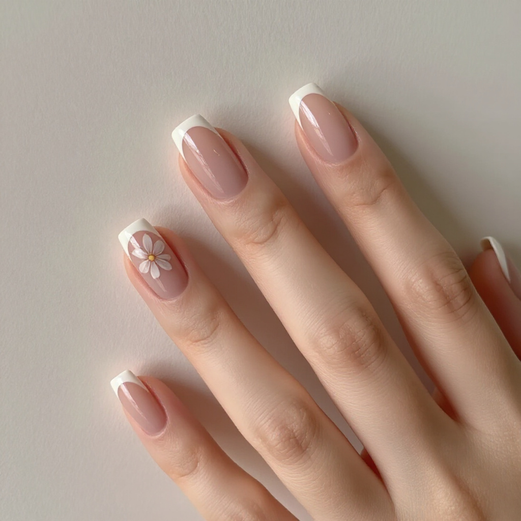 Champagne Chrome French Tips on Short Square-Round Nails - short french tip nails Champagne Chrome French Tips on Short Square-Round Nails - short french tip nails