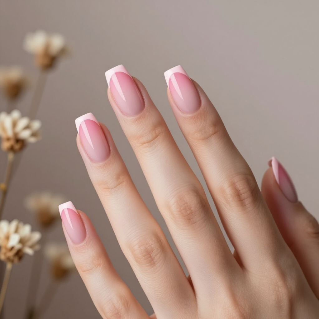 Cheeky Bubblegum Pink Short French Tip Nails with a Square Shape - pink short french tip nails