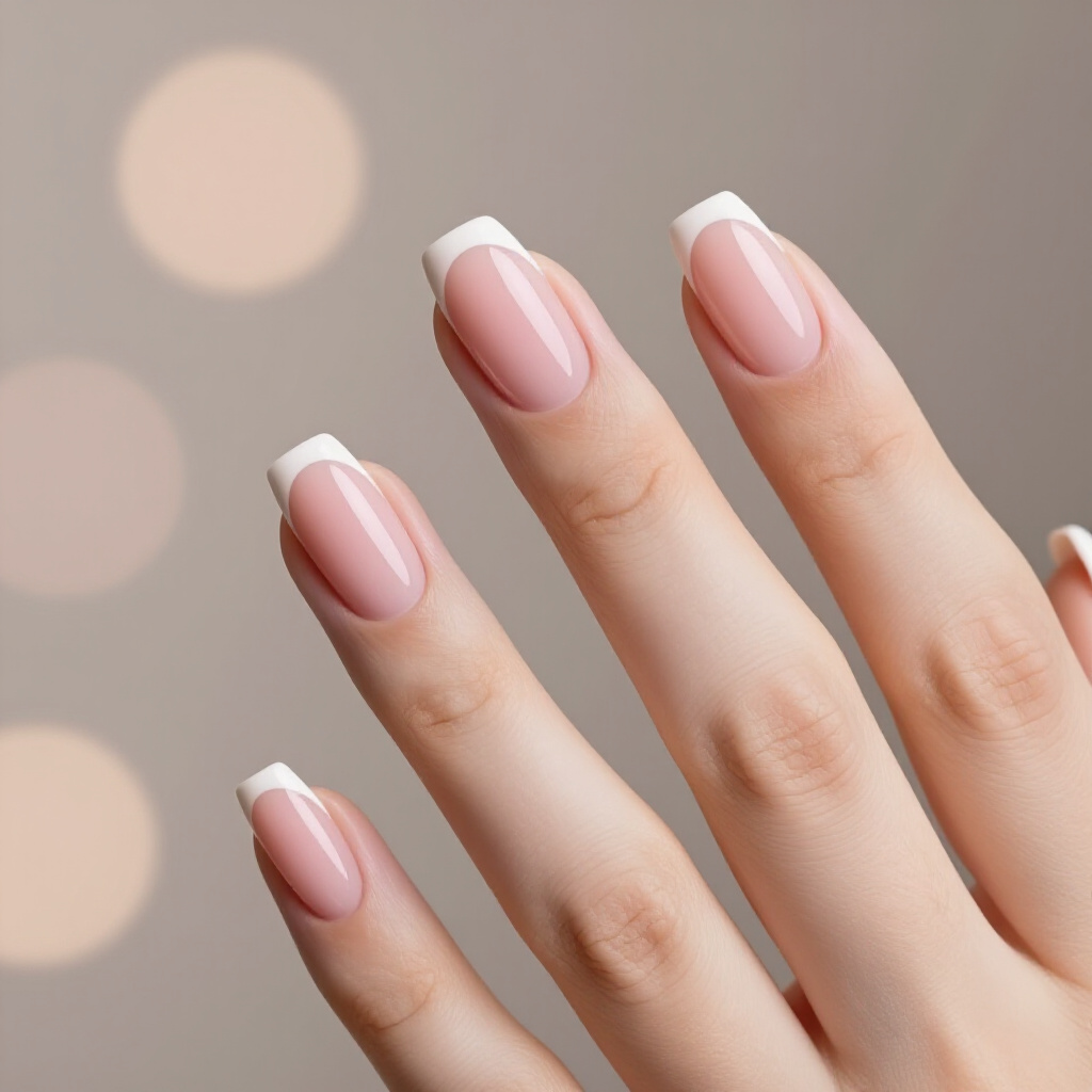 Soft Lavender Pink Short French Tip Nails with a Milky Finish - pink short french tip nails