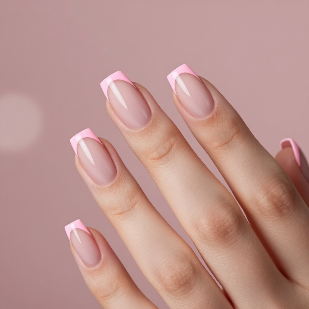 Muted Mauve Pink Short French Tip Nails with a Minimalist Style - pink short french tip nails