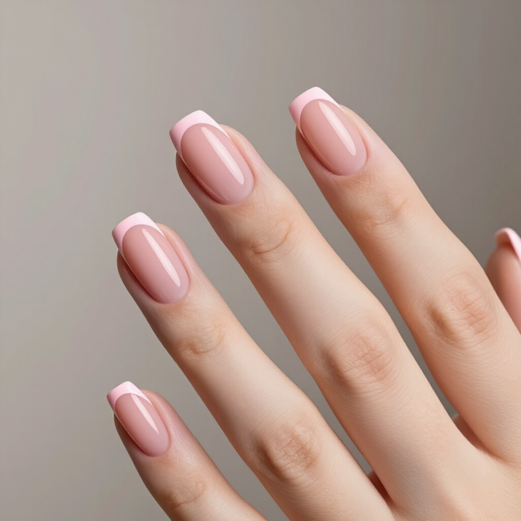 Classic Pink Short French Tip Nails with a Retro Vibe - pink short french tip nails