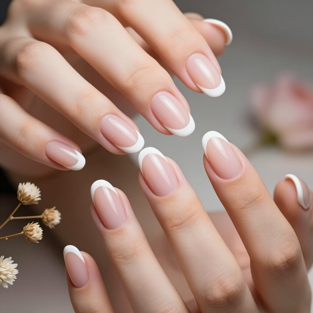 Square Shaped Short White French Tip Nails with a Bold Line - white short french tip nails Square Shaped Short White French Tip Nails with a Bold Line - white short french tip nails