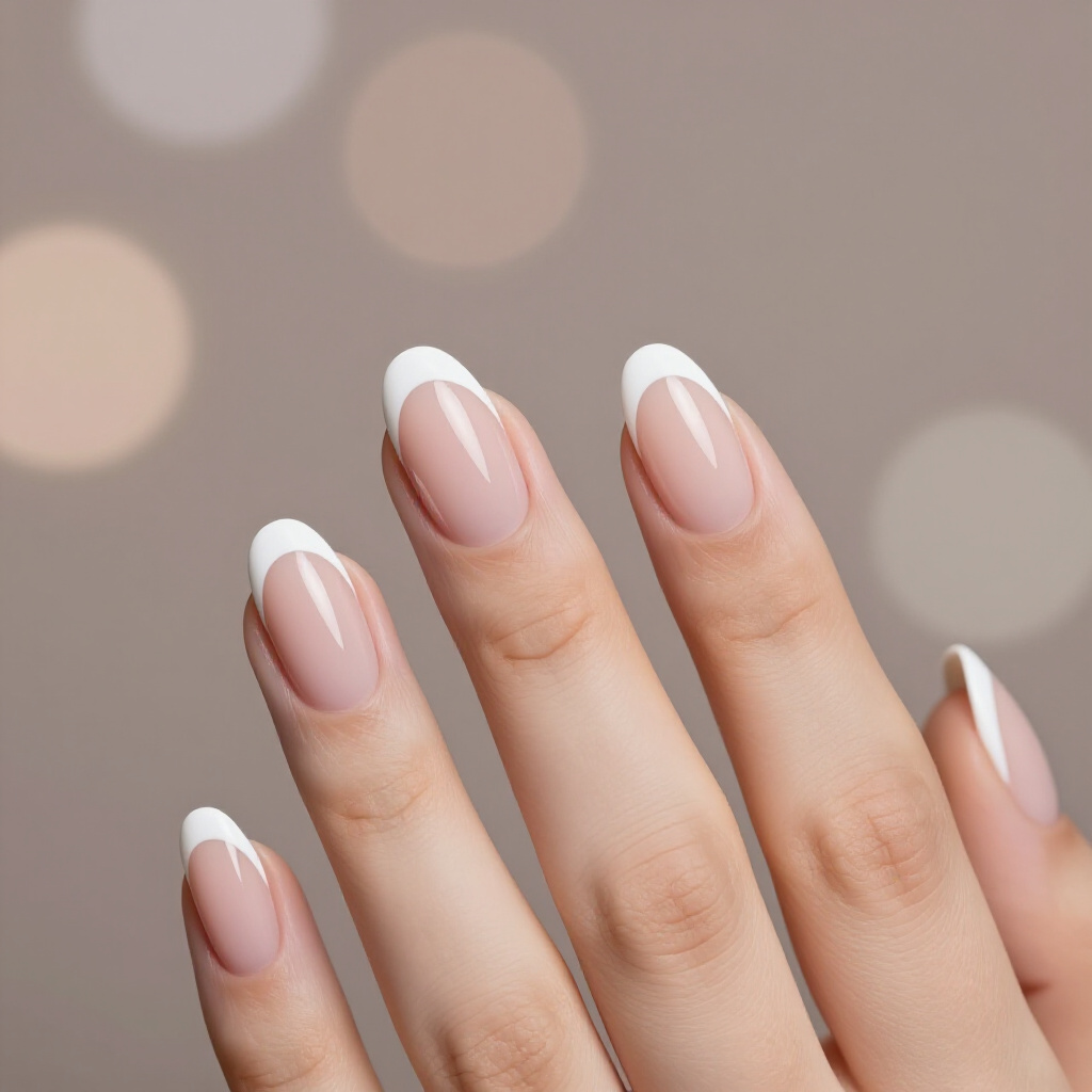 Short White French Tip Nails with a Chrome Accent on the Tip - white short french tip nails Short White French Tip Nails with a Chrome Accent on the Tip - white short french tip nails