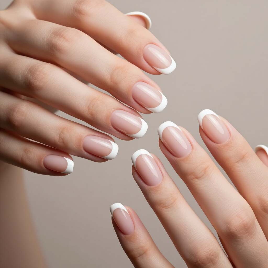Classic White Short French Tip Nails With Almond Shape - white short french tip nails