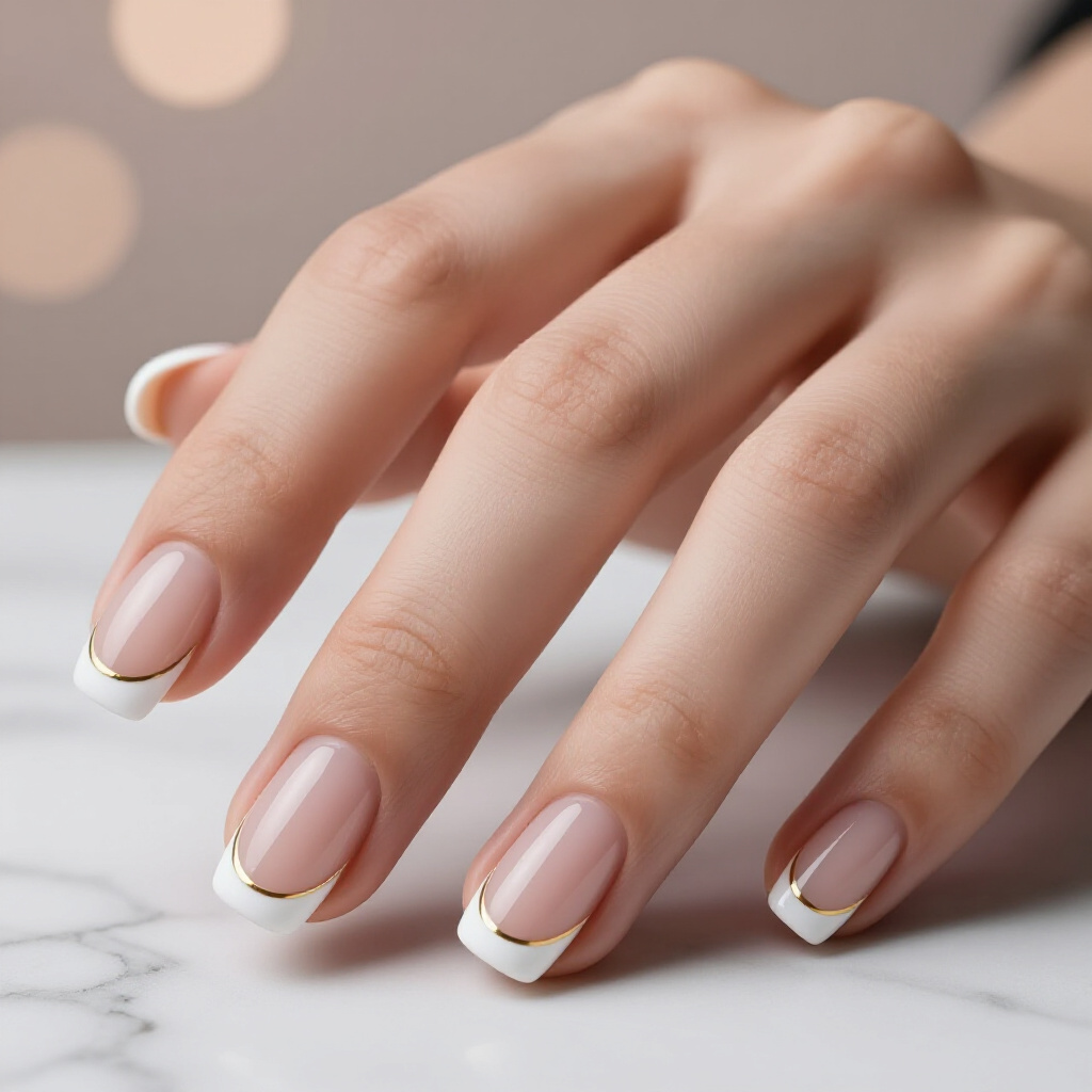 Ultra-Thin White Line French Tips For Short Nails - white short french tip nails