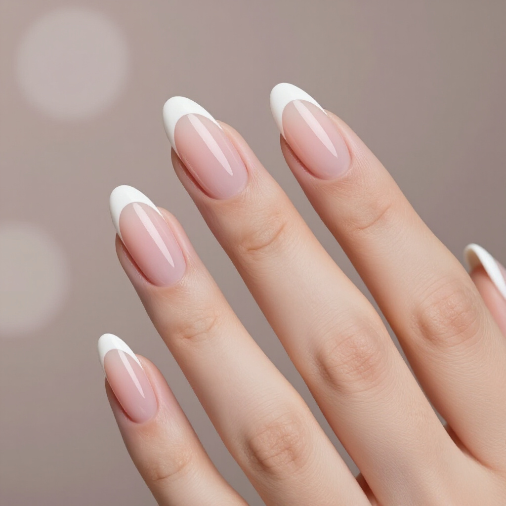 Pearlescent White Short French Tip Nails For A Shimmer - white short french tip nails