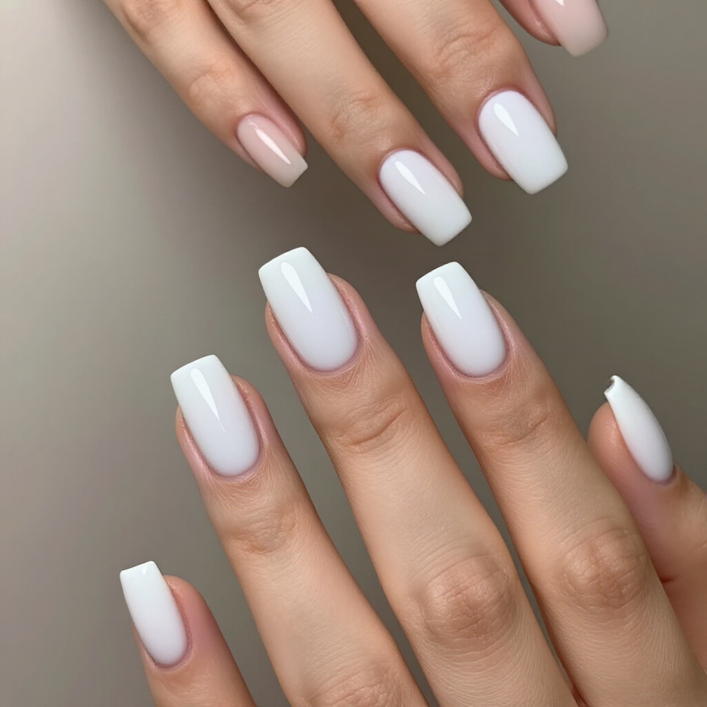 Soft Baby Pink Base With White Short French Tip Nails - white short french tip nails