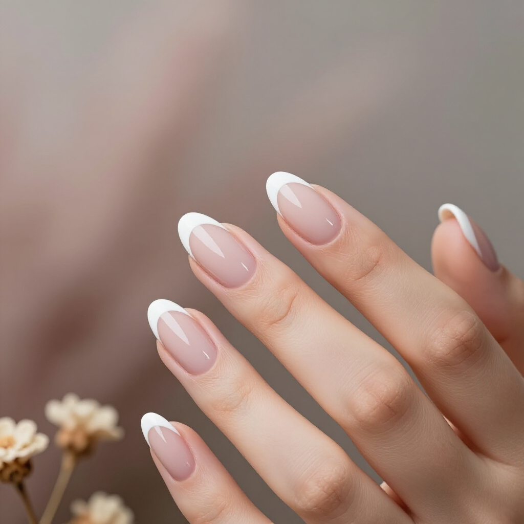 Glittery White Short French Tip Nails For A Touch of Sparkle - white short french tip nails