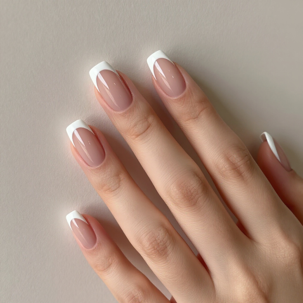 French Tips With A White Outline On Short Nails - white short french tip nails