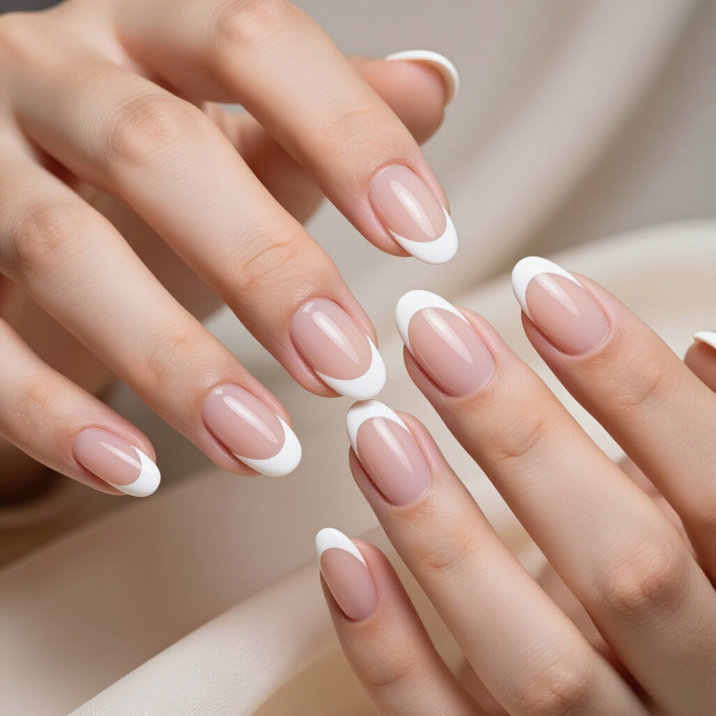 French Tips With A Rhinestone Accent On White Short Nails - white short french tip nails