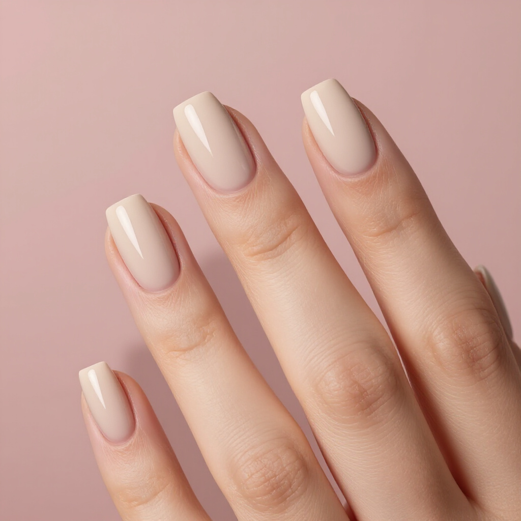 Sheer Beige Nude with Delicate Rose Gold Tips - nude short french tip nails Sheer Beige Nude with Delicate Rose Gold Tips - nude short french tip nails