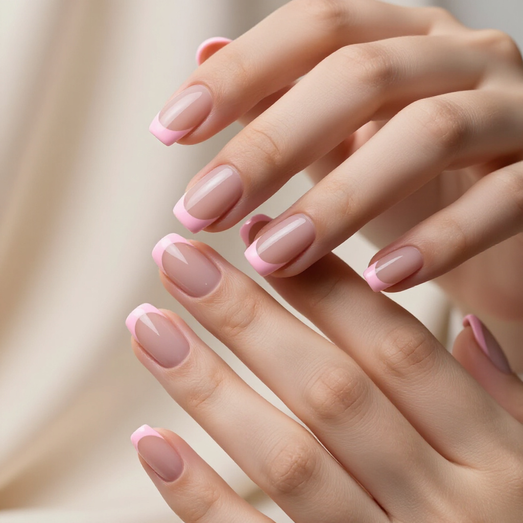 Light Tan Nude with Matte White French Tips - nude short french tip nails Light Tan Nude with Matte White French Tips - nude short french tip nails
