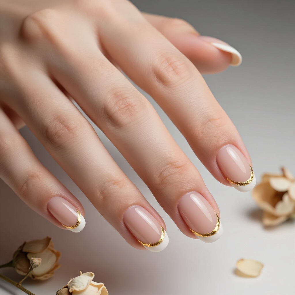 Sheer Nude with Micro-Glitter French Tips - nude short french tip nails Sheer Nude with Micro-Glitter French Tips - nude short french tip nails