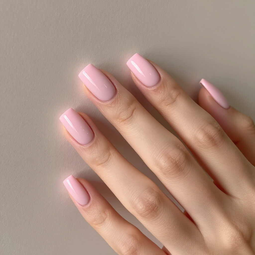 Pale Pink with a Glitter French Accent - pink short classy french tip nails