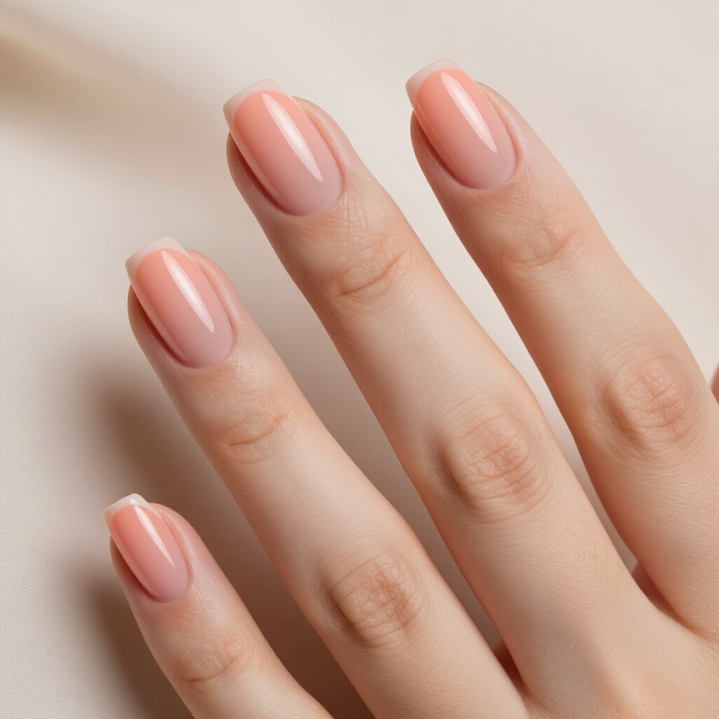 Rose Gold Pink with a Metallic Tip - pink short classy french tip nails