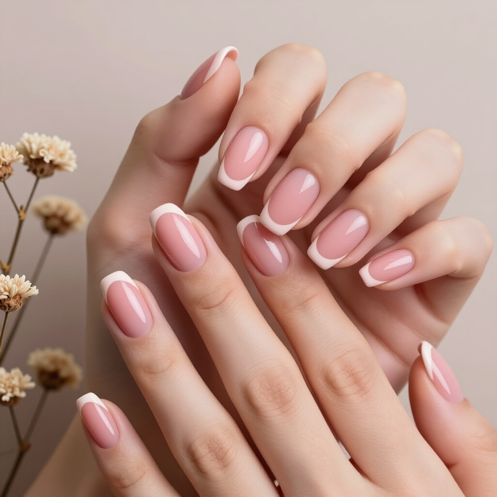 Pastel Pink with a Thin Neon Accent Line - pink short classy french tip nails