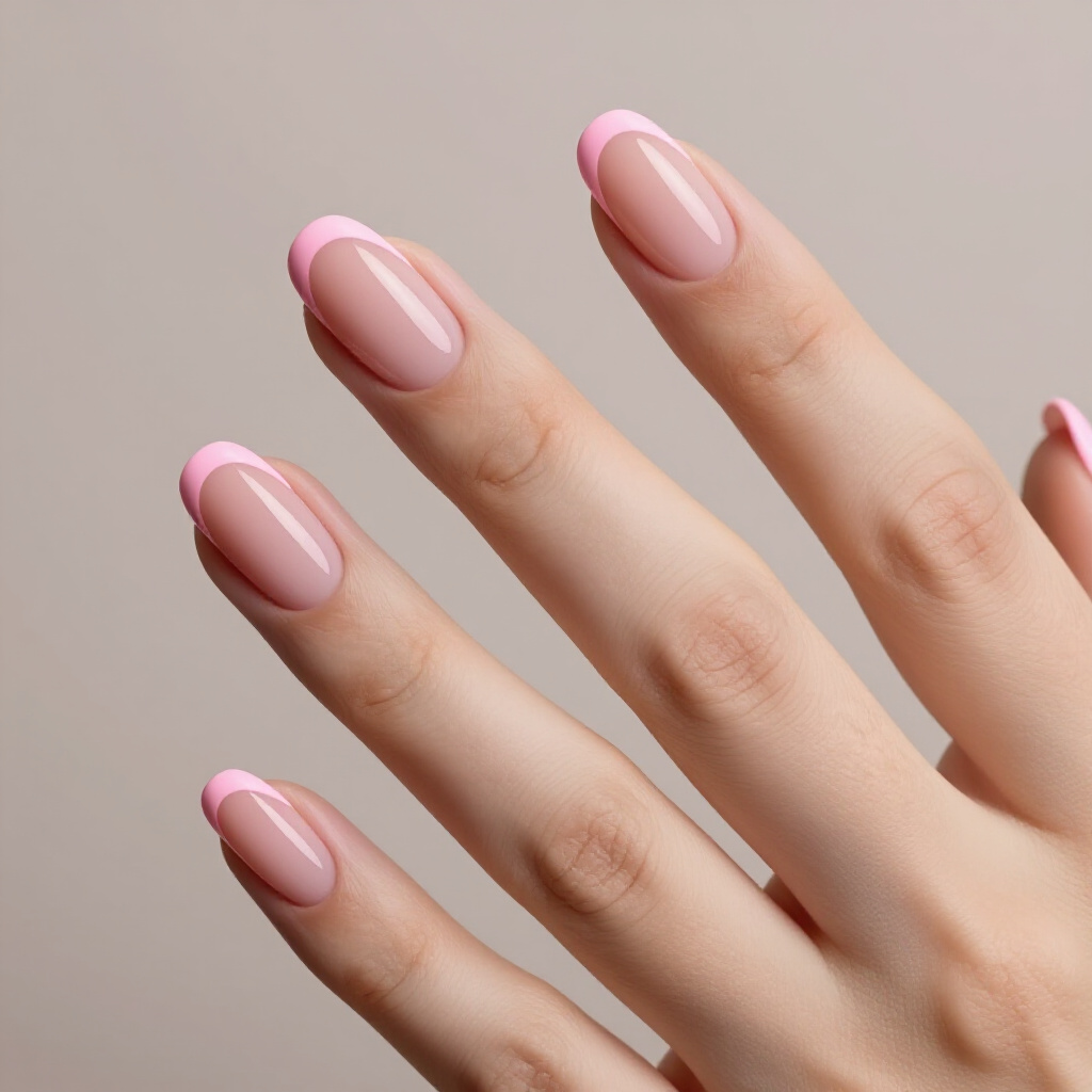 Bubblegum Pink with a Thicker, Defined White French Line - pink short simple french tip nails