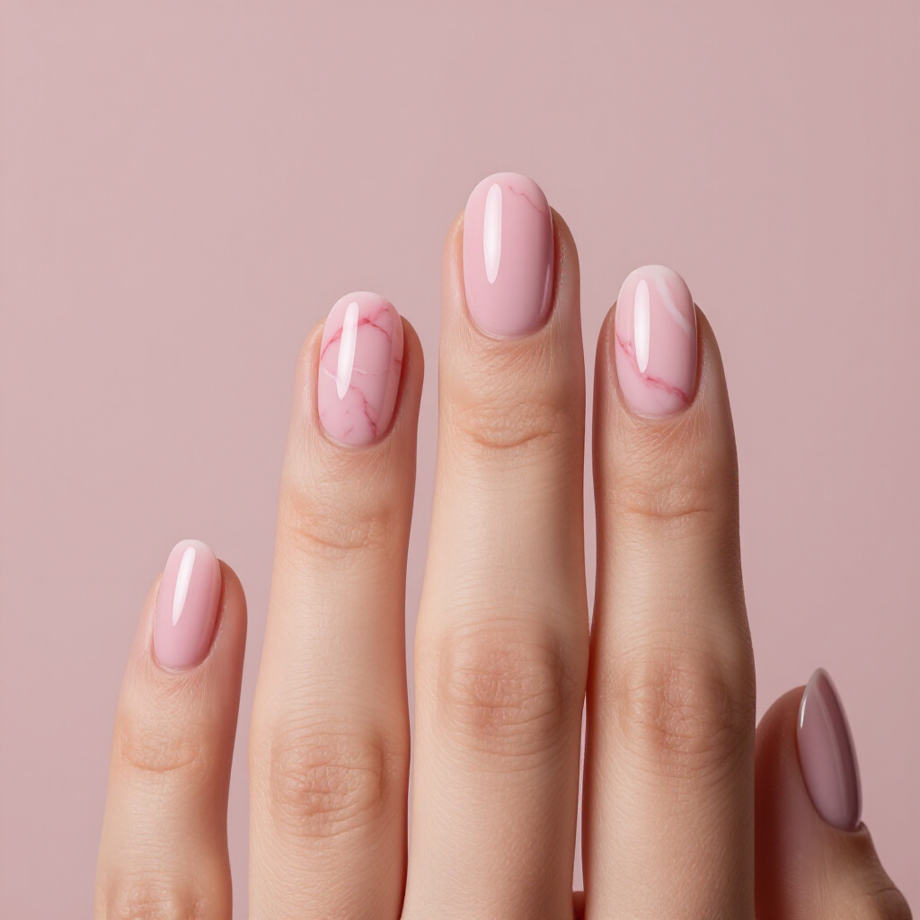 Dusty Rose Pink with a Subtle Grey-Toned Tip - pink short simple french tip nails