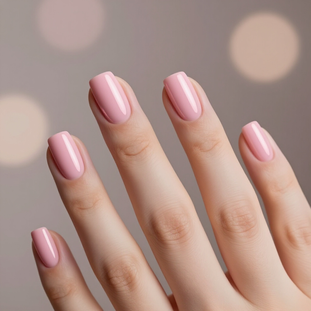 Light Pink with a Chrome Rose Gold French Line Accent - pink short simple french tip nails