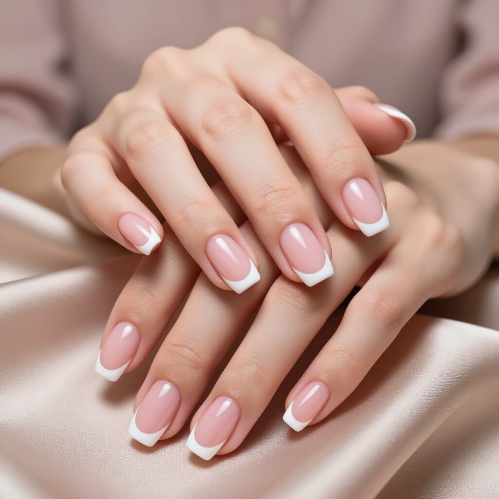 Hot Pink Short Simple French Tip Nails with a Glossy Finish for a Pop - pink short simple french tip nails