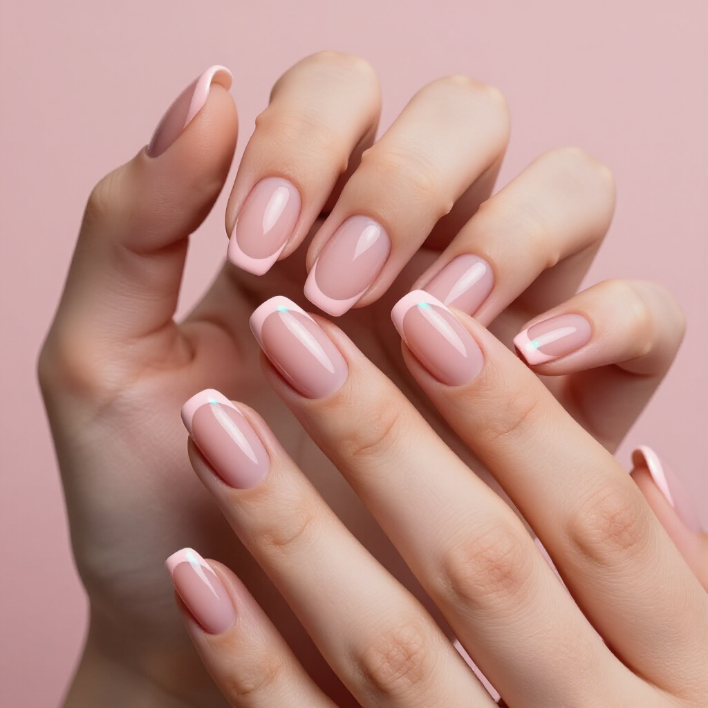 Soft Blush Pink French Tips with a Matte Top Coat - pink short cute french tip nails