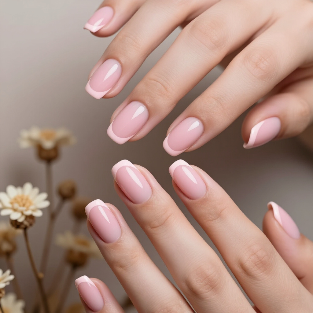 Bubblegum Pink Micro French Tips for a Delicate Touch - pink short cute french tip nails