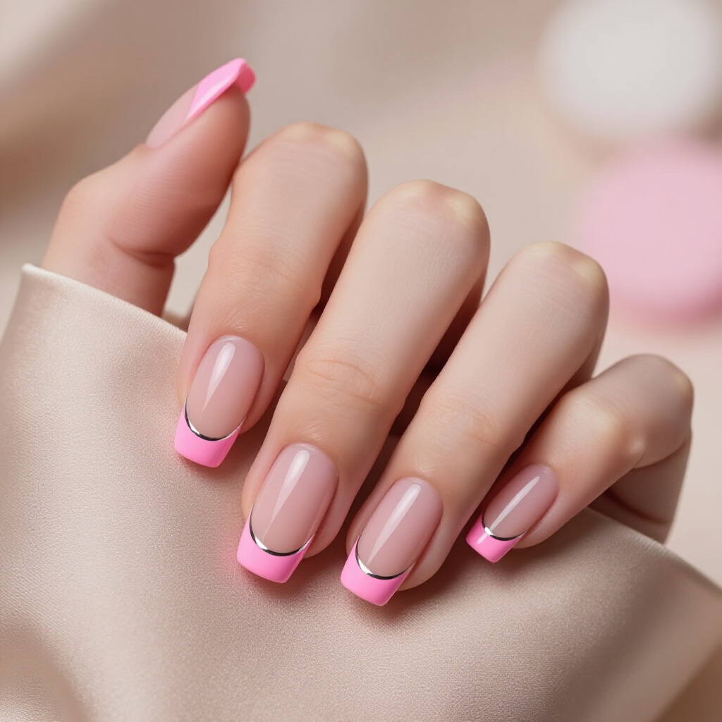 Sheer Pink with Milky White French Tips for a 'Clean Girl' Aesthetic - pink short cute french tip nails