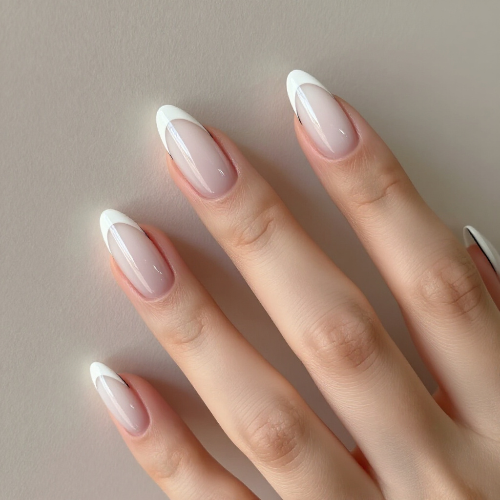 Matte Black Almond French Tips: A Modern, Edgy Statement - black almond french tip nails