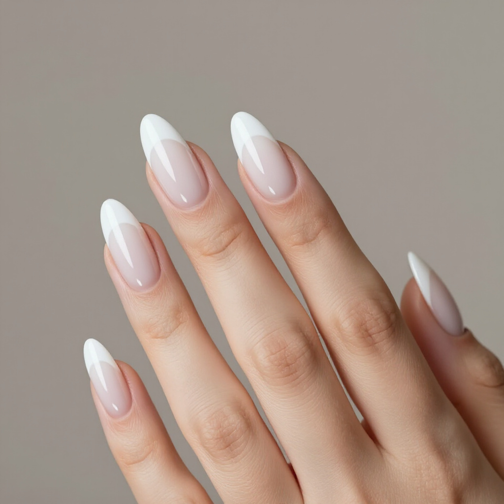 Subtle Swirls on Black Almond French Tips: Delicate Artistry - black almond french tip nails