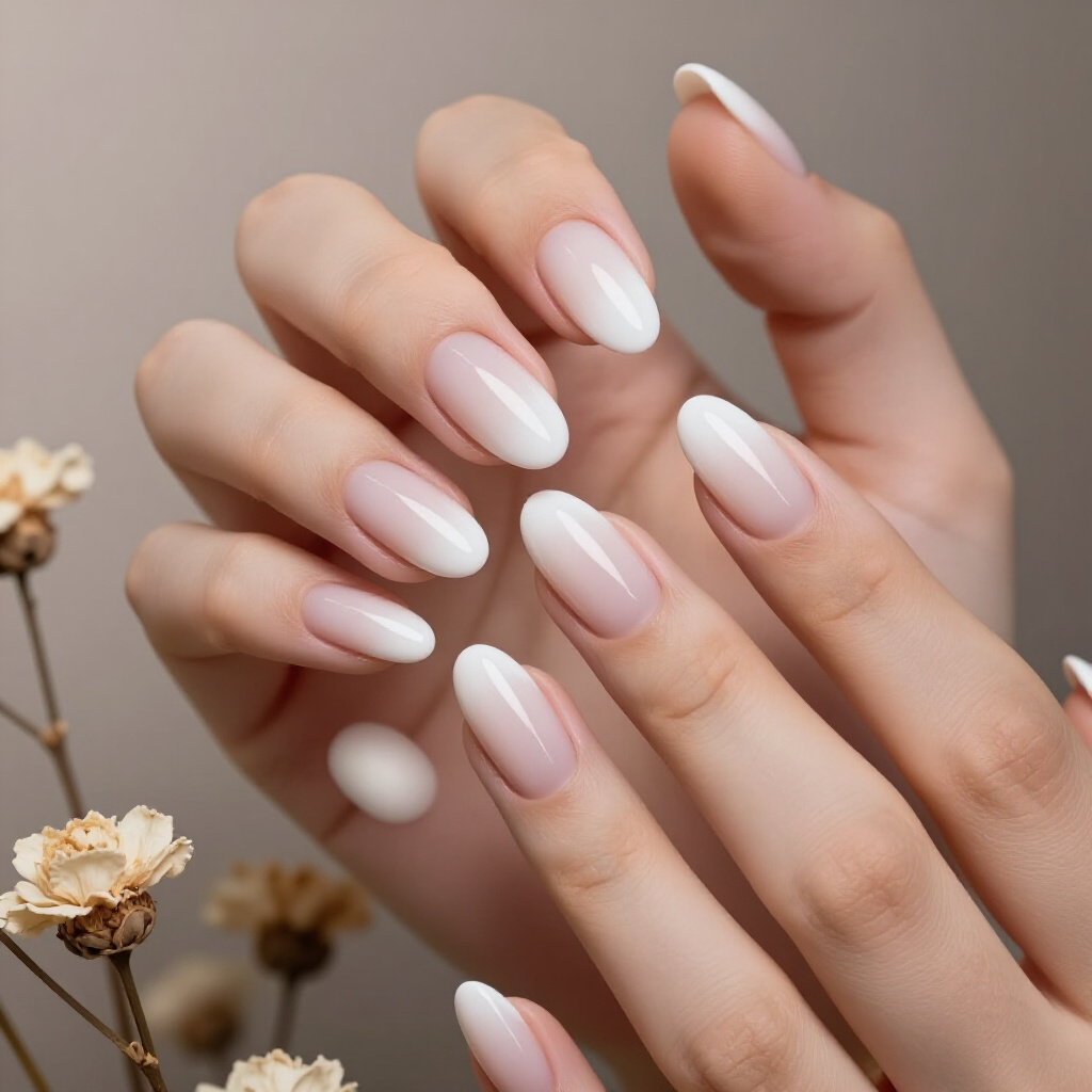 Classic White Almond French Tip Nails with a Perfectly Crisp Tip - white almond french tip nails