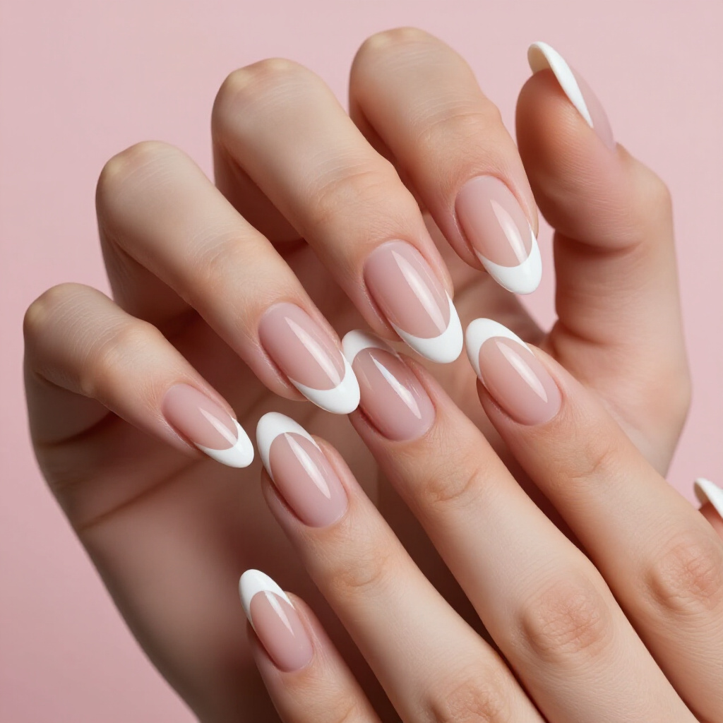 Matte Finish White Almond French Tip Nails for Understated Chic - white almond french tip nails