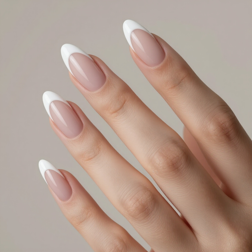 Micro French Tip White Almond Nails for Delicate Precision - white almond french tip nails