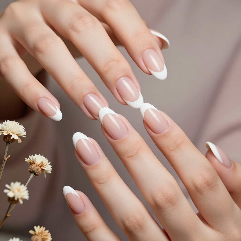 Pastel Color Tips on White Almond French Nails for a Playful Twist - white almond french tip nails