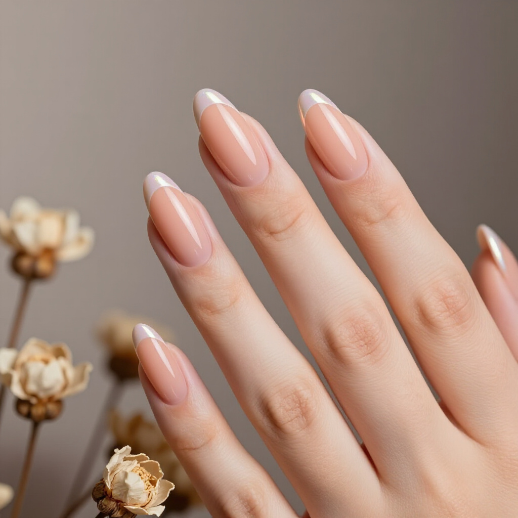 Matte 'Your Nails But Better' Nude with a Soft White Tip - nude almond french tip nails