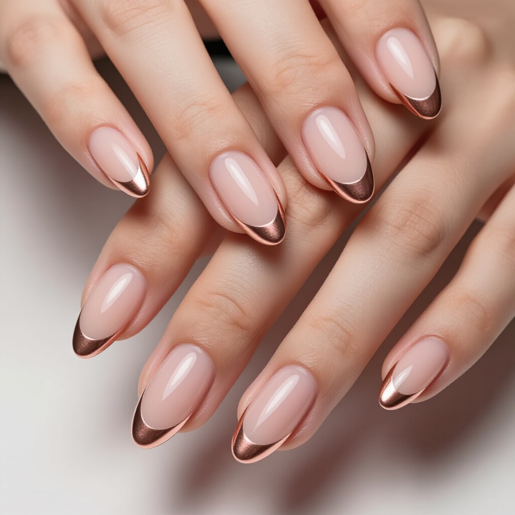 Translucent Nude Pink with a Pearlescent White Tip - nude almond french tip nails