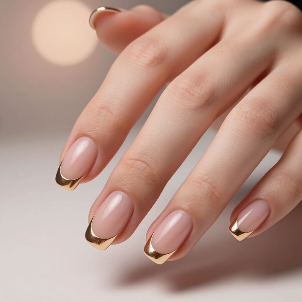 Natural Beige Nude with Almond French Tips and Glossy Finish - nude almond french tip nails